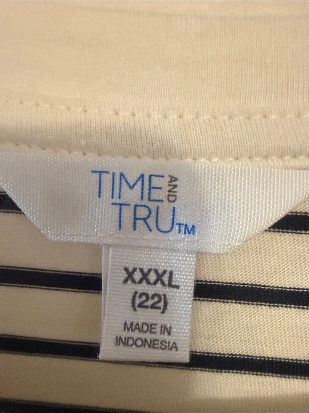 Time and Tru Cream and Black Striped Knit Mini Dress
